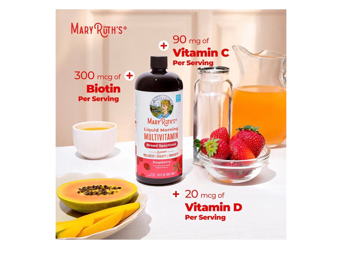 MaryRuth's Liquid Morning Multivitamin nutrient highlights