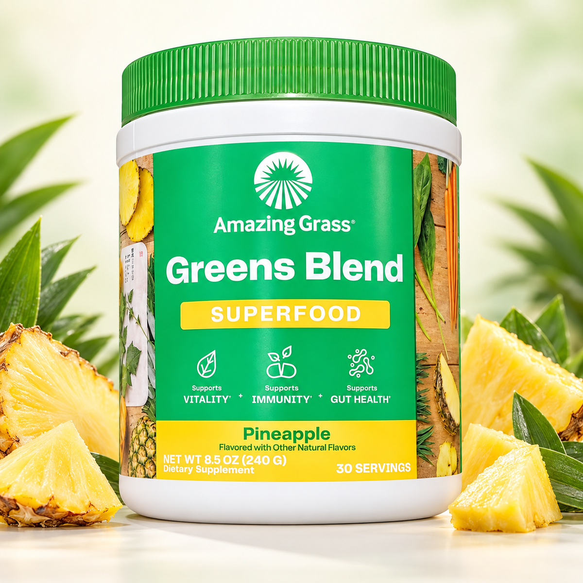 Amazing Grass Greens Blend Superfood Pineapple 8.5 oz (240 g)