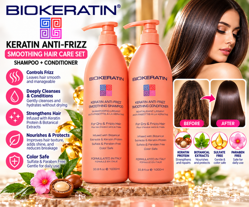 BIOKERATIN Keratin Anti-Frizz Shampoo and Conditioner Set