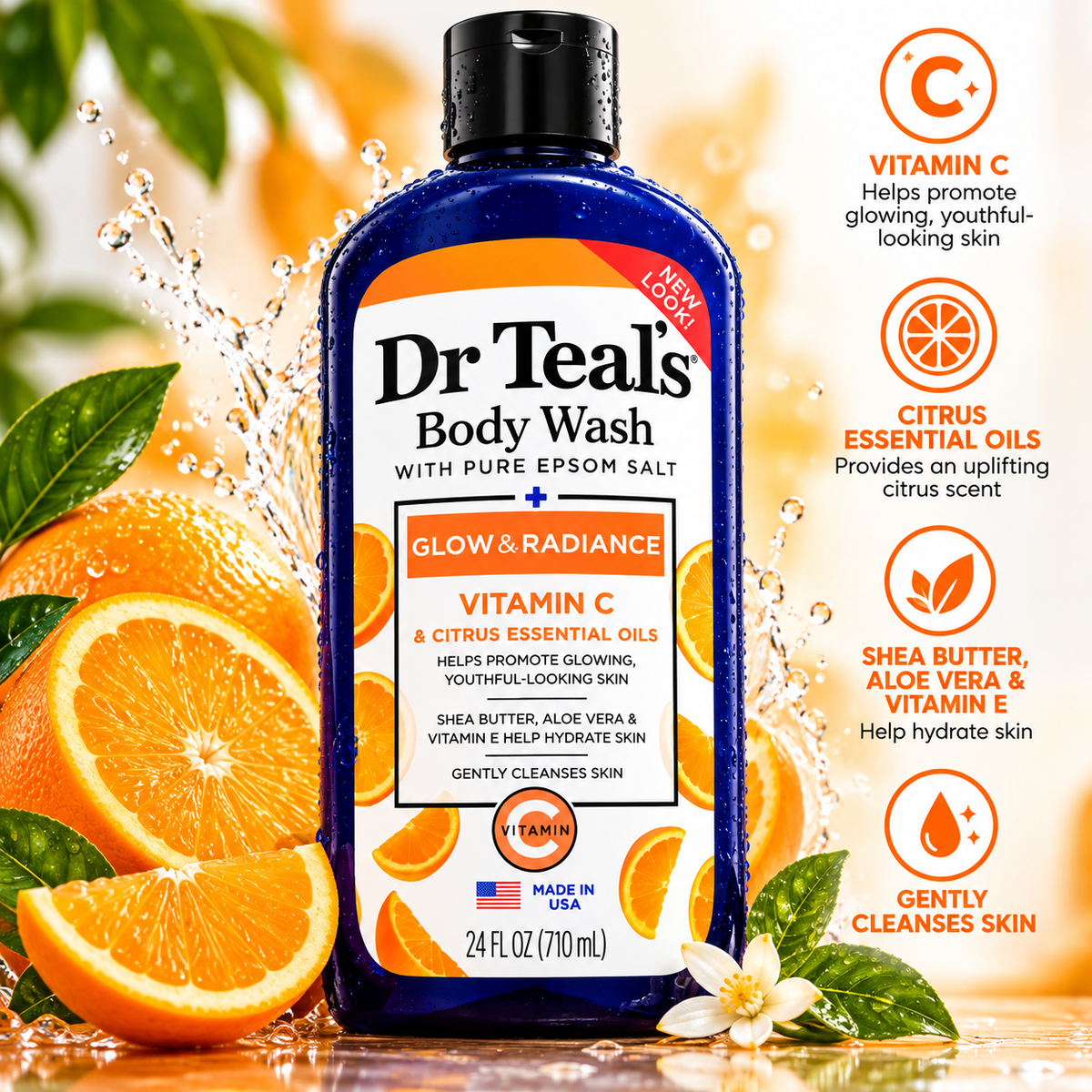 Dr Teal's Glow & Radiance Vitamin C Body Wash 24 fl oz
