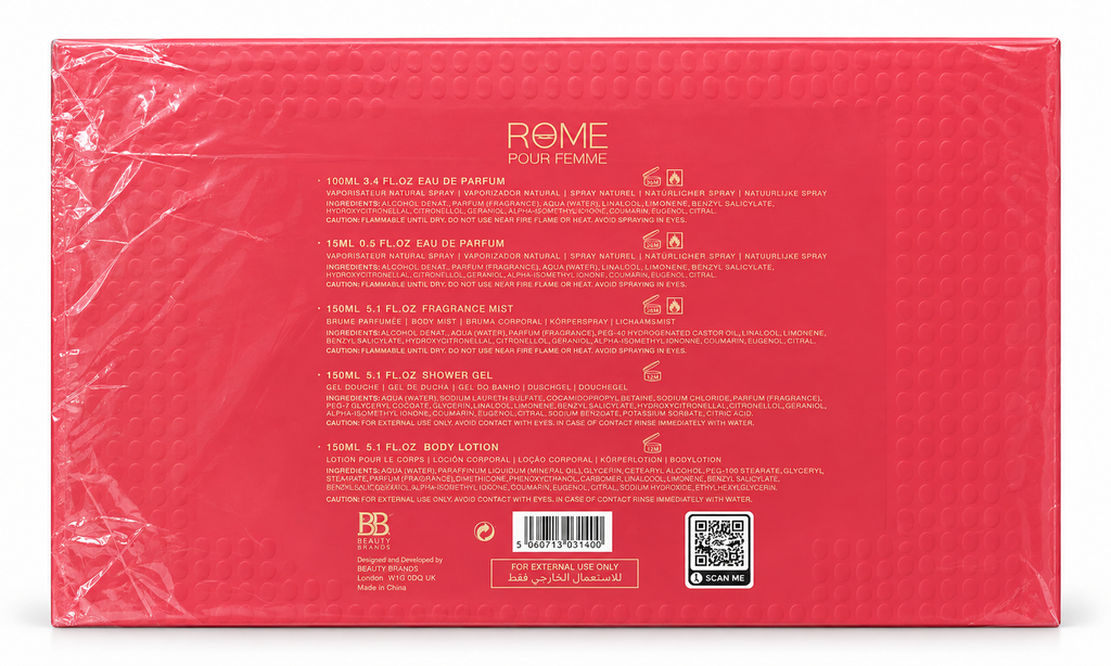 ROME Pour Femme gift set – back of box