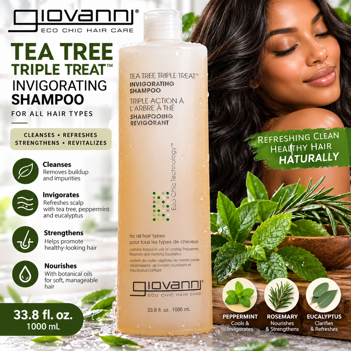 Giovanni Tea Tree Triple Treat Invigorating Shampoo 33.8 fl oz