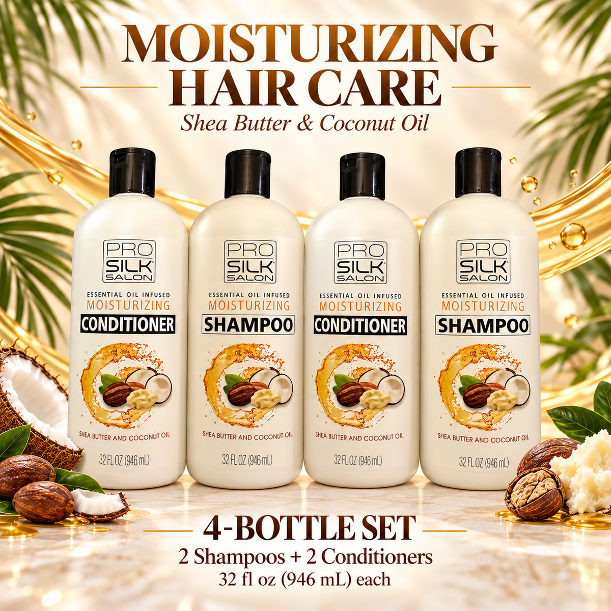 Pro Silk Salon four bottle set with two shampoos and two conditioners