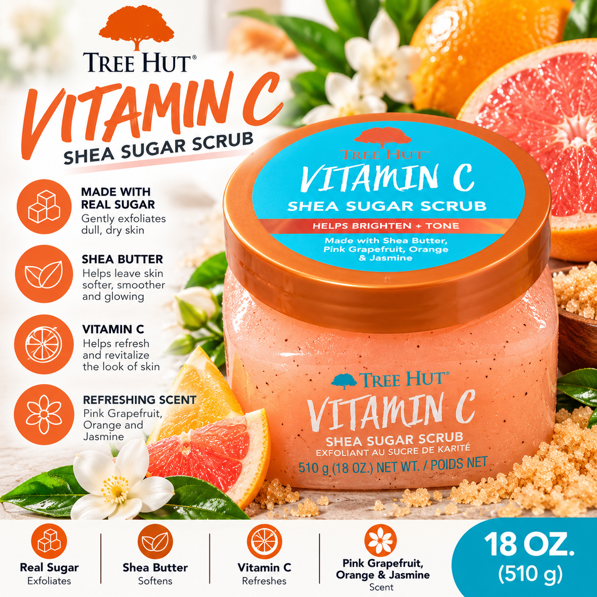 Tree Hut Vitamin C Shea Sugar Scrub 18 oz